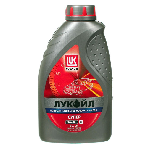 Масло моторное полусинтетич, 5W40, Лукойл, Супер, 1 л