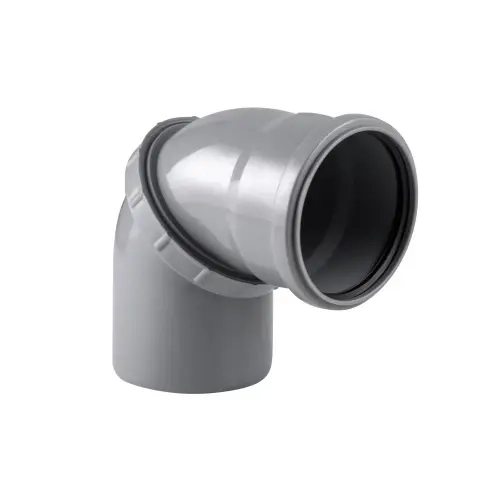 Отвод полипропиленовый PP-H поворотный универсальный безнапорный для внутренней канализации с раструбом, цвет серый, РТП