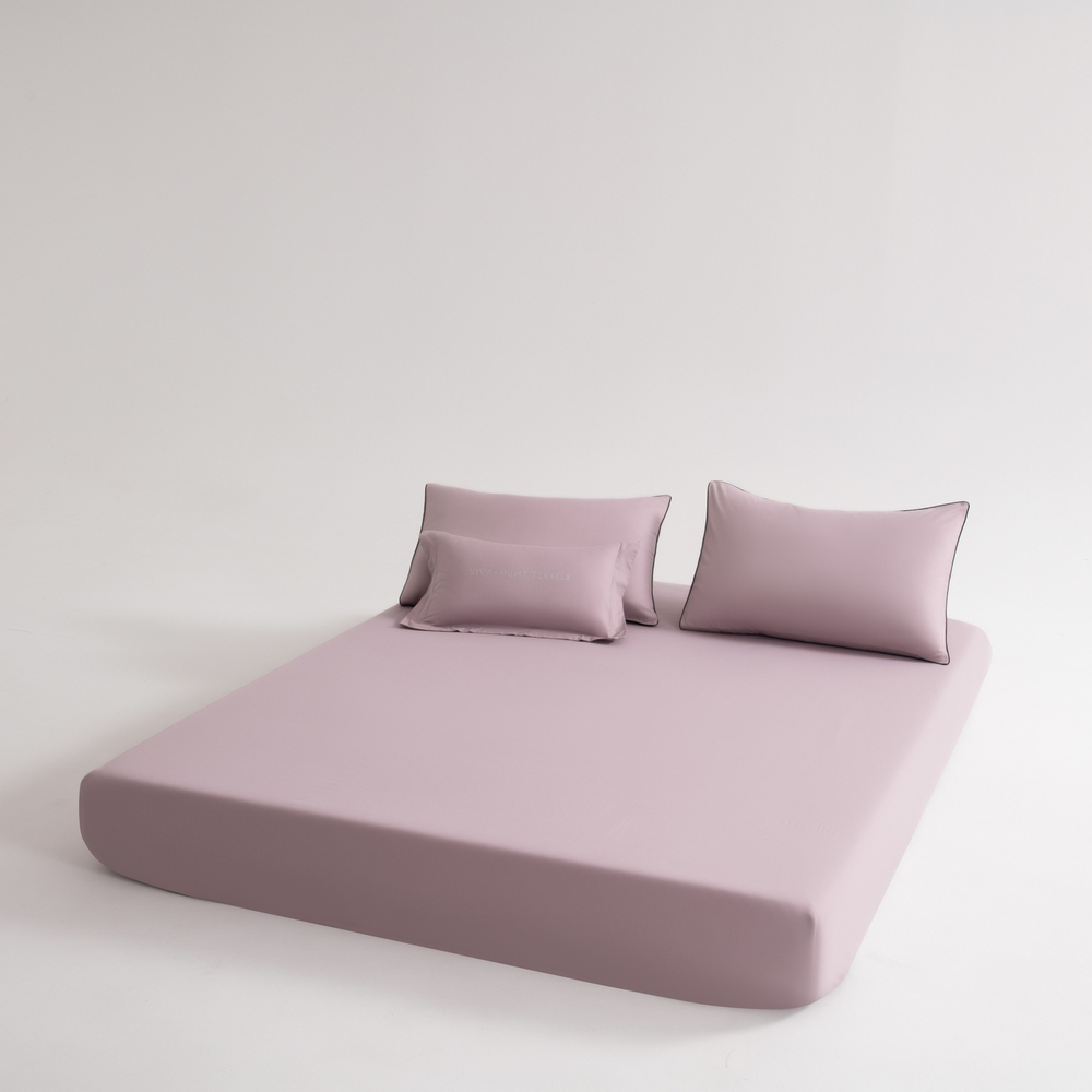 КПБ Однотонный Сатин Элитный на резинке OCER008, 2 спальный, 4 наволочки, простынь 160*200*30