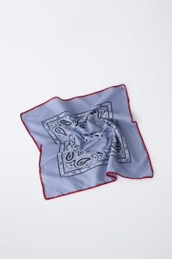 ZARA БАНДАНА С КОНТРАСТНЫМ ПРИНТОМ ПЕЙСЛИ, ГОЛУБОЙ