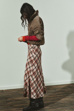 ZARA ЮБКА МИДИ В КЛЕТКУ, БЕЖЕВЫЙ