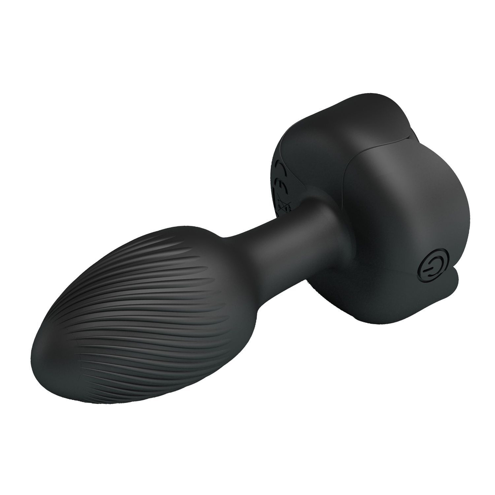 Черная анальная вибропробка с подсветкой Olman - 8,8 см. (Цвет: черный)