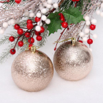 Новогодние шары 4 см (набор 6 шт) "Микс фактур", розовое золото (Серпантин)