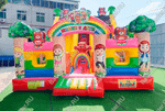 Коммерческий надувной батут "Мишки и дети", 10*6*6,5 м, с горкой 3,5 м
