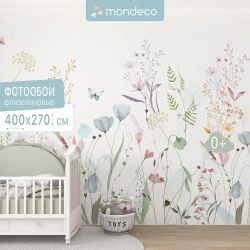 Фотообои на стену Полевые Цветы 400*270 см флизелиновые в детскую спальню зал