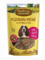 Медальоны мясные из курицы и утки для собак Деревенские лакомства набор из 5 упаковок по 0,09кг