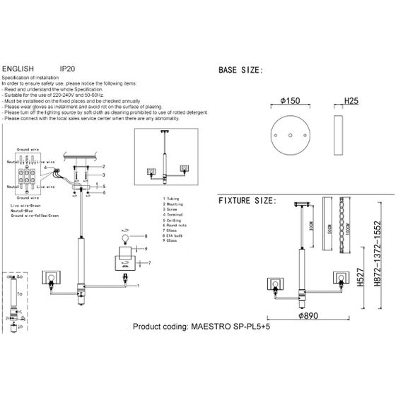 Подвесная люстра Crystal Lux Maestro SP-PL5+5 Chrome