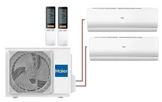 Мульти сплит-система на 2 комнаты 35+35 м2 Haier 2х AS12NS6ERA-W/2U50S2SM1FA-3 Lightera Super Match с Wi-Fi модулем ESP32