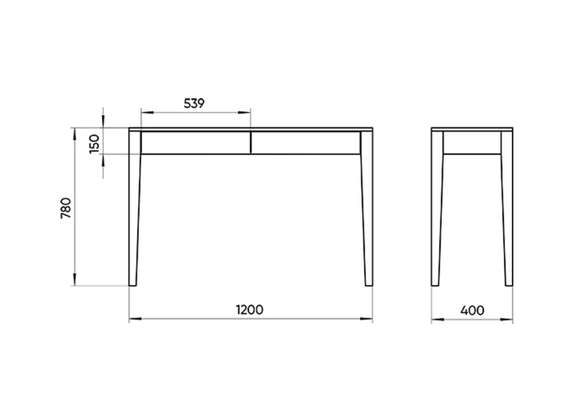 Консоль Fjord с двумя ящиками 120*40 см (белый)