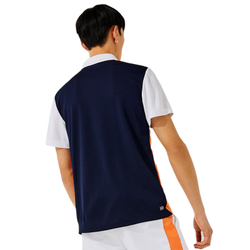 Мужское поло теннисное Lacoste SPORT Gaphic Breathable And Resistant Piqué Polo Shirt - white/navy blue