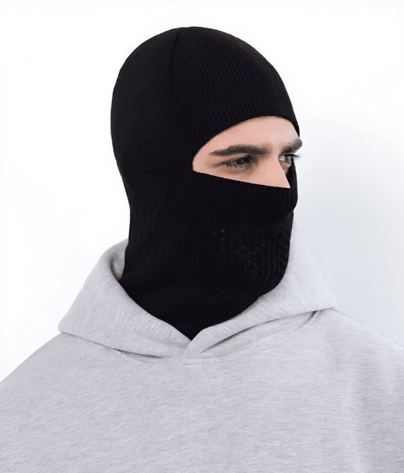 Тактическая вязаная балаклава шапка зимняя Черный