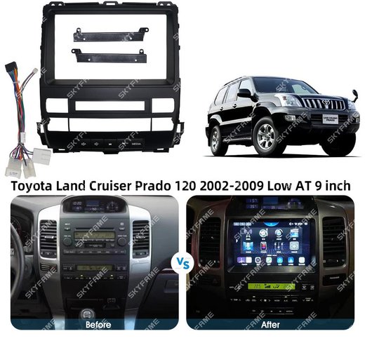 Магнитола для Toyota Land Cruiser Prado 120, Lexus GX470 (экран климата внизу, рамка 9") - Carmedia SF-9696-1 QLed+2K, Android 12, TS10, CarPlay, 4G SIM-слот