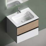 Тумба подвесная под раковину Sancos Delta, Дуб светлый/белый 590х445х500