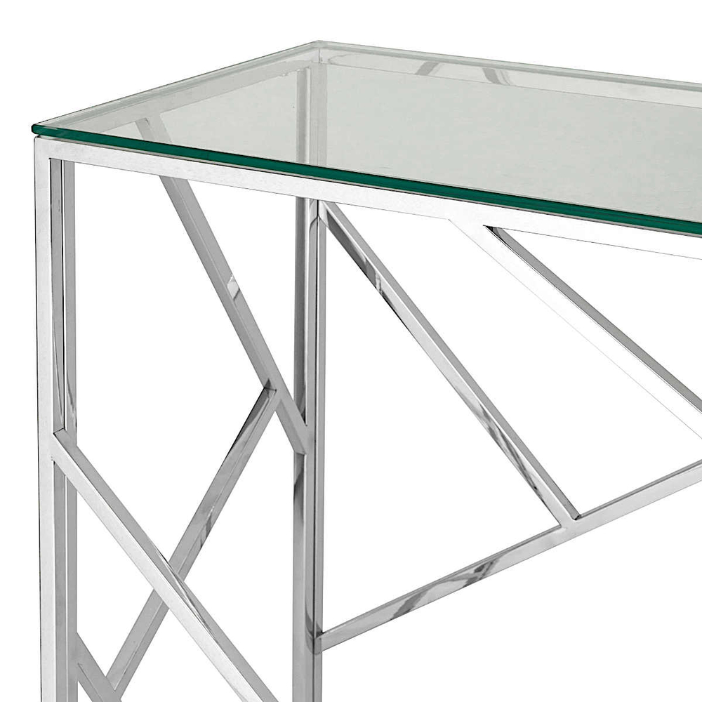Консольный столик LA ALTA ELSA прозрачное стекло 120*40, каркас хром