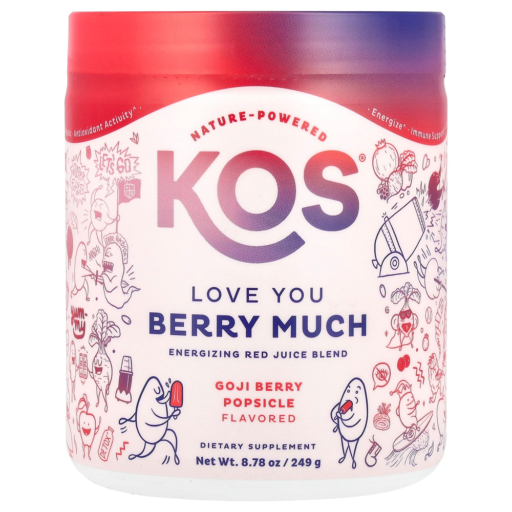KOS, Love You Berry Much, бодрящая смесь красных соков, эскимо из ягод годжи, 249 г (8,78 унции)