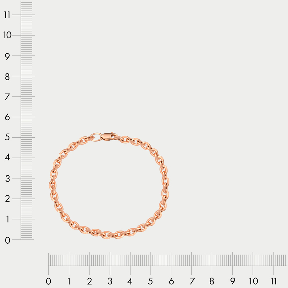 Браслет цепной из розового золота 585 пробы с плетением "Ролло" без вставок (арт. НБ 12-206ПГ 1.20)