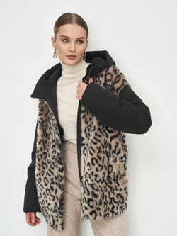 Шуба женская чебурашка тедди с капюшоном короткая, SilverFox (арт. 2204-021-7,4)