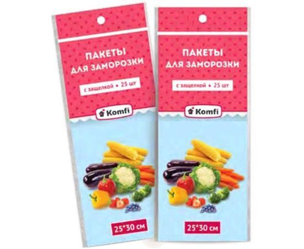 Пакеты для заморозки с защелкой 25*30см (45мк) 25шт в п/п, HPZ203E Komfi