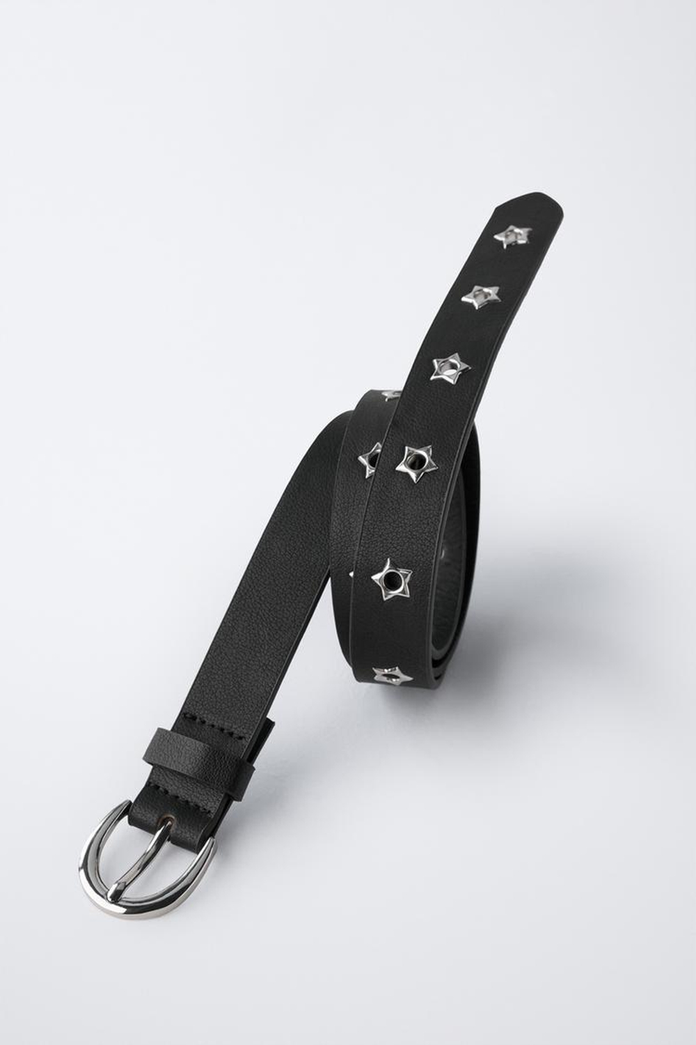 ZARA РЕМЕНЬ ИЗ ИСКУССТВЕННОЙ КОЖИ СО ЗВЕЗДНЫМИ ЛЮВЕРСАМИ, ЧЕРНЫЙ