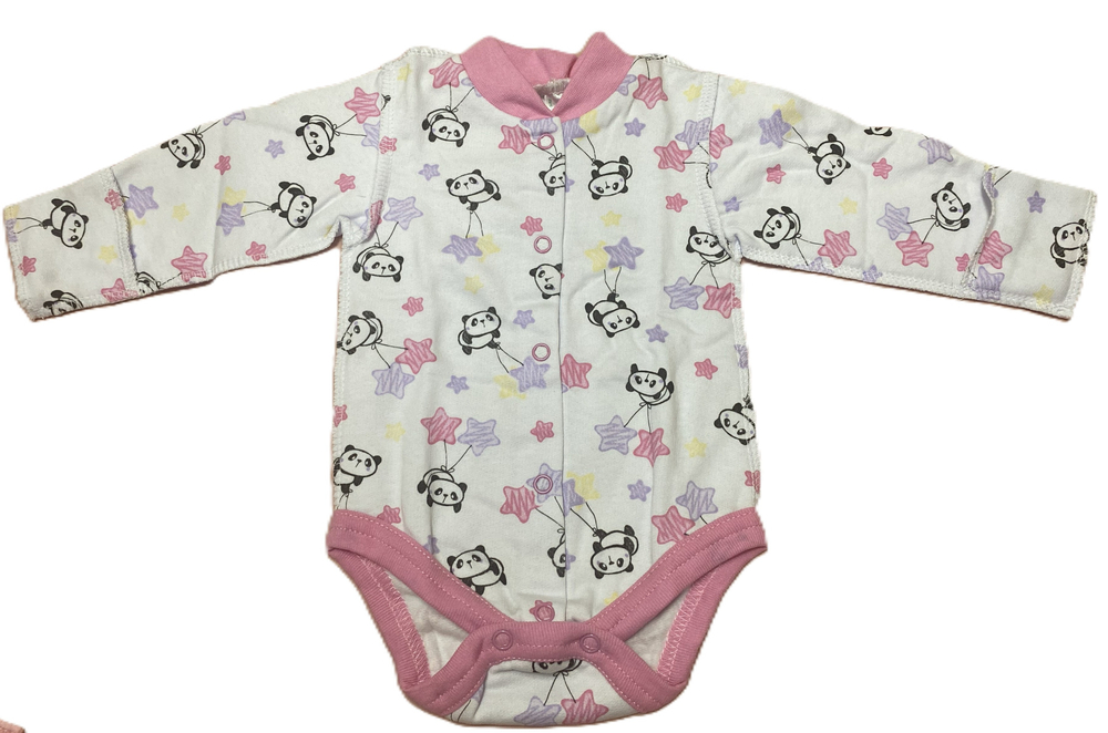 Боди с длинным рукавом на кнопках швы наружу с антицарапками из футера (100% хлопок с начесом) на рост 56 см