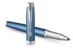 Подарочный набор: Ручка роллер Parker IM Premium T318 Blue Grey CT F черные чернила и Ежедневник недатированный, серый