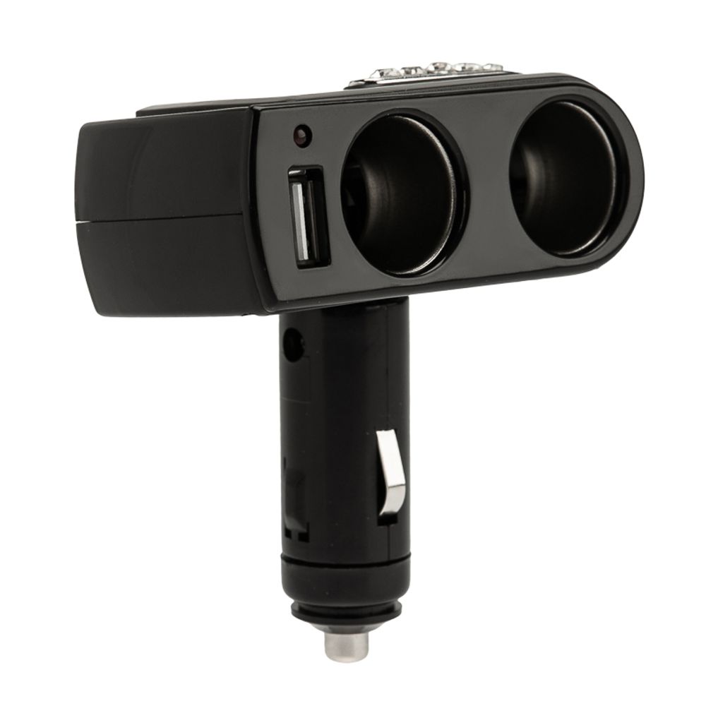 Разветвитель автоприкуривателя, 2 гнезда, 1хUSB (5В, 1000мА) REXANT