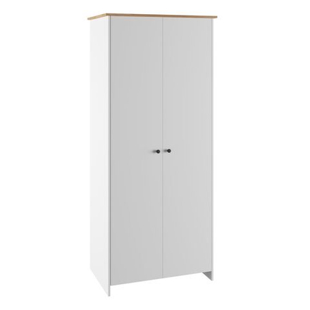 Шкаф для одежды распашной с полками и штангой Дуб крафт золотой/Белый 95,4х52,3х210 см