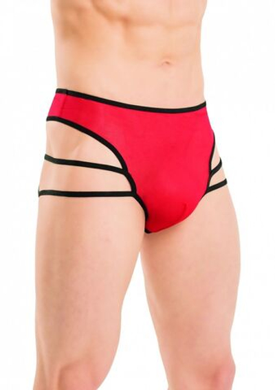 Мужские трусы с бретелями по бокам (Размер: M-L) (Цвет: красный с черным)