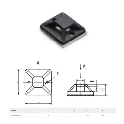 Площадка под хомуты самоклеящаяся Fortisflex ПМС 20х20 мм, черная, 100 шт