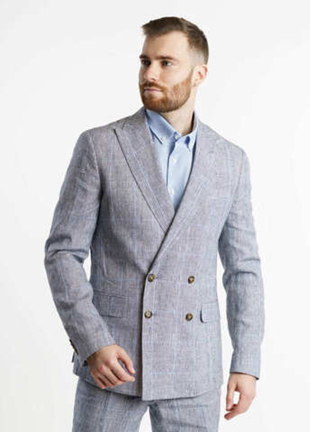 Двубортный костюм мужской (светло-серый) С11