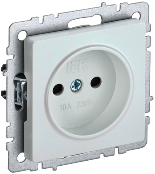 BRITE Розетка 1-местная без заземления с защитными шторками 10А РСш10-2-БрЖ жемчуг IEK