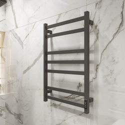 Полотенцесушитель электрический EWRIKA Пенелопа V7 80x55 см, подключение справа, слева, графит, лесенка, из стали