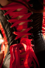 Красный корсет с кожаными вставками KELLY (Размер: L) (Цвет: красный)