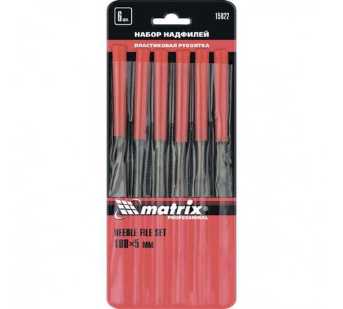 НАБОР НАДФИЛЕЙ MATRIX 180 Х5 ММ 6 ШТ ПЛАСТИКОВЫЕ РУКОЯТКИ 15822