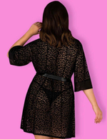 Коротенький пеньюар Jagueria с леопардовым принтом (Размер: 4X-5X) (Цвет: черный)