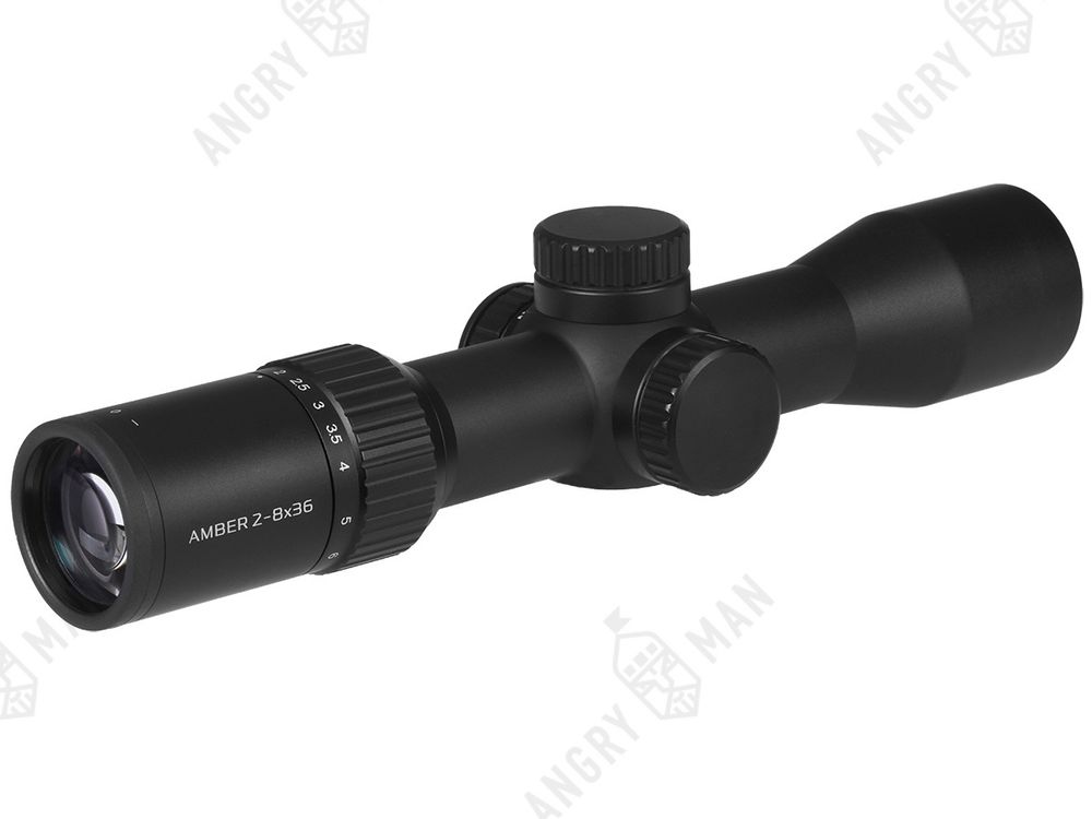Прицел Amber 2-8x36, сетка 27 (Mil-Dot), подсветка красная, 30мм, 1/2 МОА, 531г, Gaut