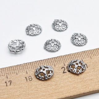 Шапочка, цвет серебро (родий), диаметр около 9,8 мм, цена за 10 штук