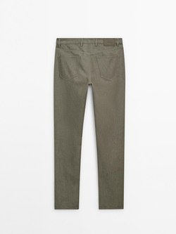 Massimo Dutti Зауженные джинсы из хлопковой джинсовой ткани, хаки