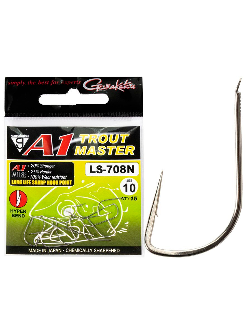 Крючки Gamakatsu TM A1 LS-708N HOOKS NICKEL размер 08 (упк.15шт.)