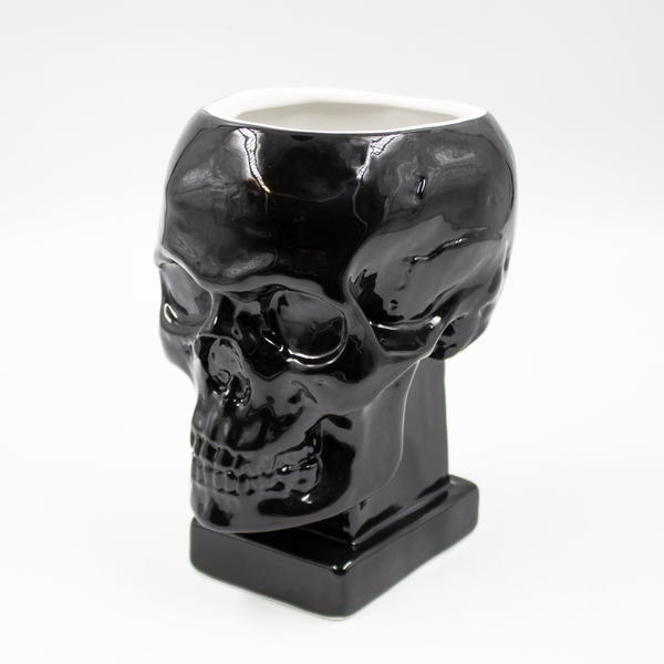 Кашпо фарфор «Череп» черное