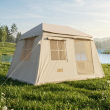 Надувная палатка UNIX Camp Vega 3х2 бежевый (+ навес)