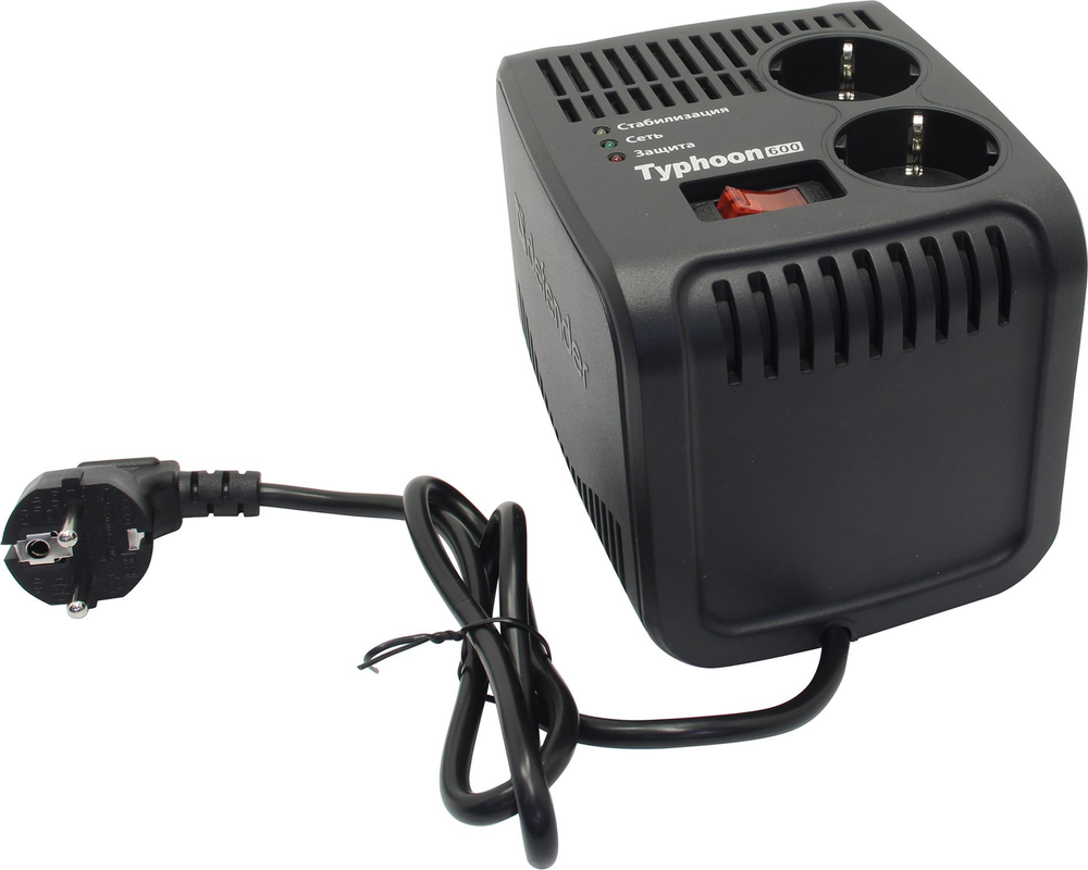 Стабилизатор Defender &lt;AVR Typhoon 600&gt; (200W, 6 A, вх.175 ~ 285V, вых.198~242V,2 розетки евро.стандарт)&lt;99032&gt;