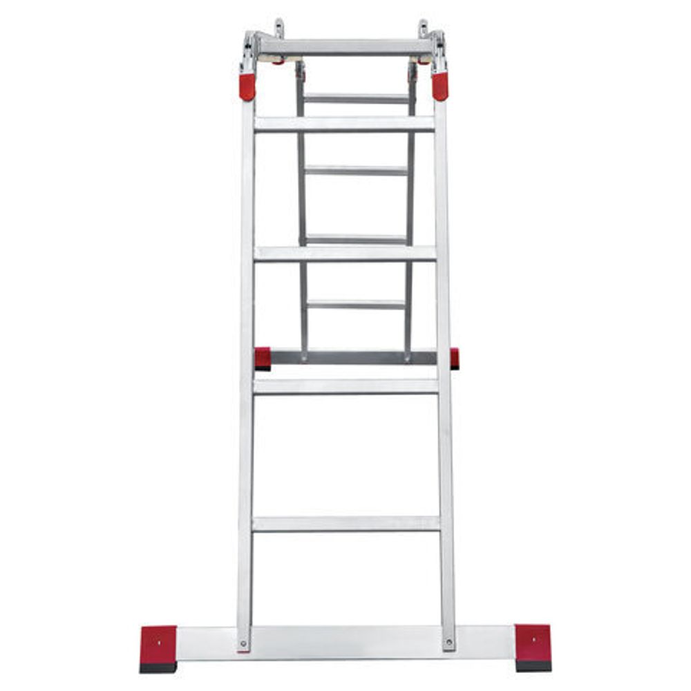 Лестница-трансформер алюминиевая 4х4 ступени, высота 4,5 м (4 секции по 1,2 м) до 150 кг, вес 16,5 кг, НОВАЯ ВЫСОТА, 3320404