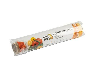 Пленка пищевая Рыжий кот в рулоне, полиэтиленовая, прозрачная, 100м х 29см, 6мкм / для обертывания и упаковки (комплект из 5 шт)