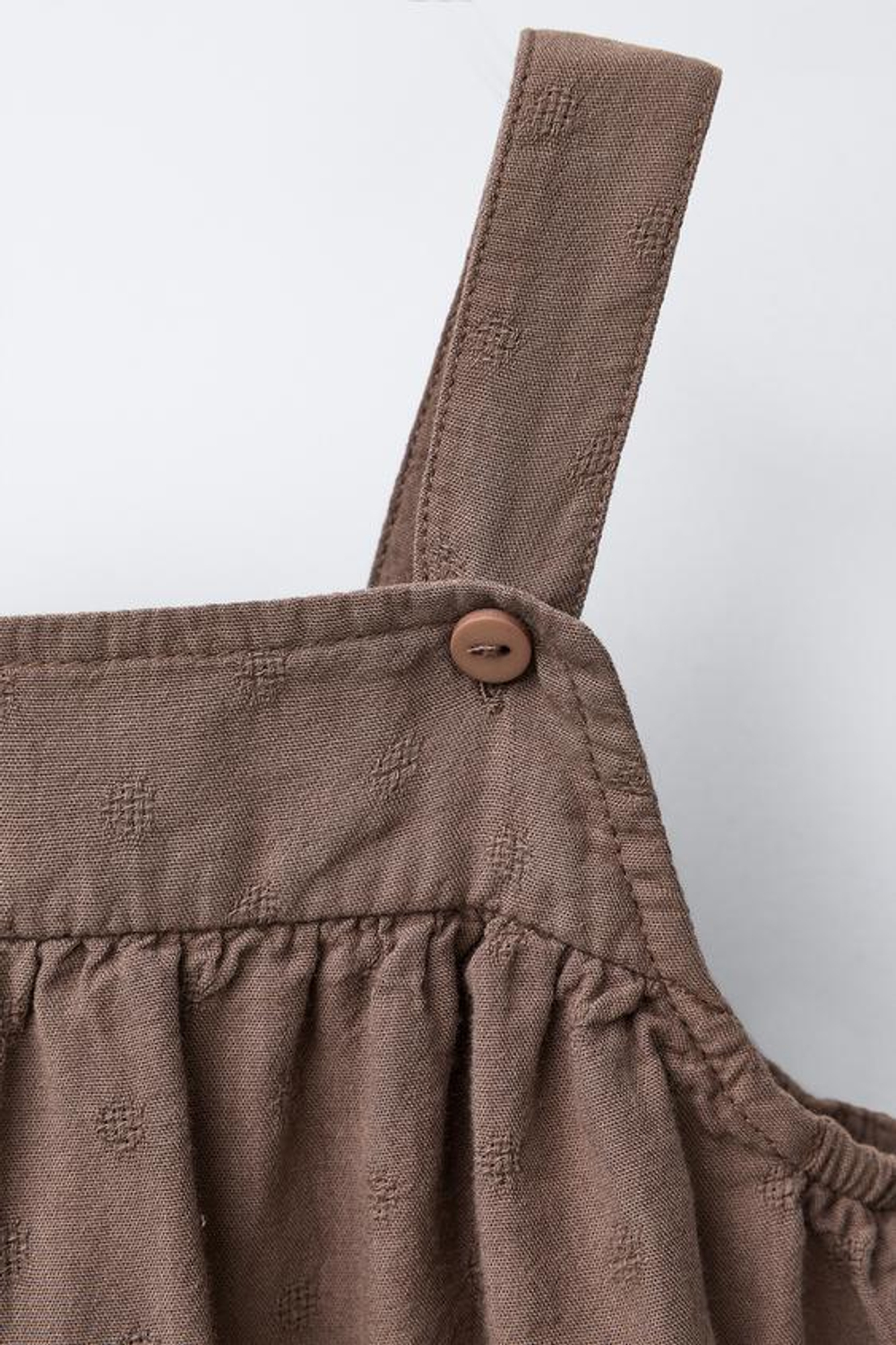 ZARA КОМБИНЕЗОН С КРУЖЕВНОЙ ВЫШИВКОЙ, КОРИЧНЕВЫЙ