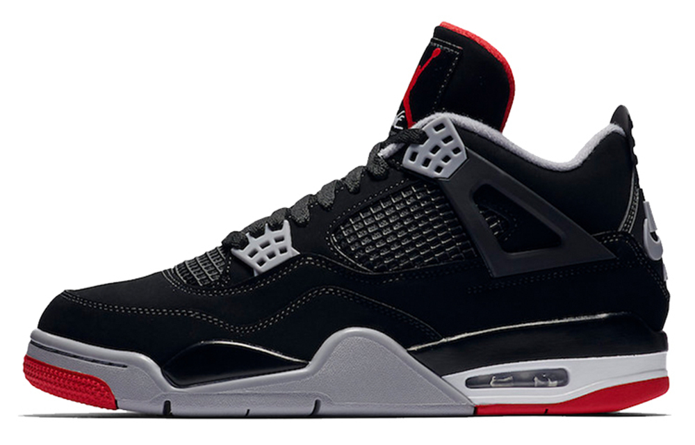 Jordan Air Jordan 4 retro breed bull non-slip mid-top retro basketball shoes for men and women with the same black and red 2019 edition