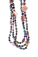 длинные бусы с черным жемчугом и перламутром