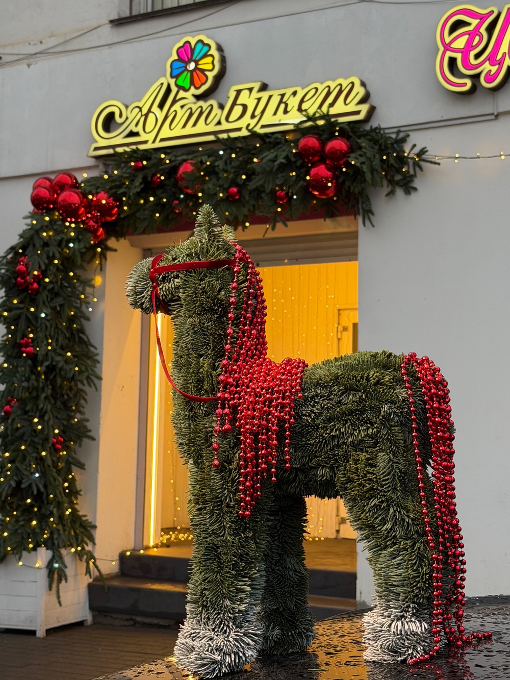 Лошадка из живой елки (нобилис)