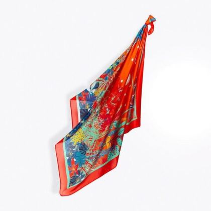 Платок REVE ORANGEПлаток 100% Petrusse 105x105 Оранжевый / Синий / Голубой