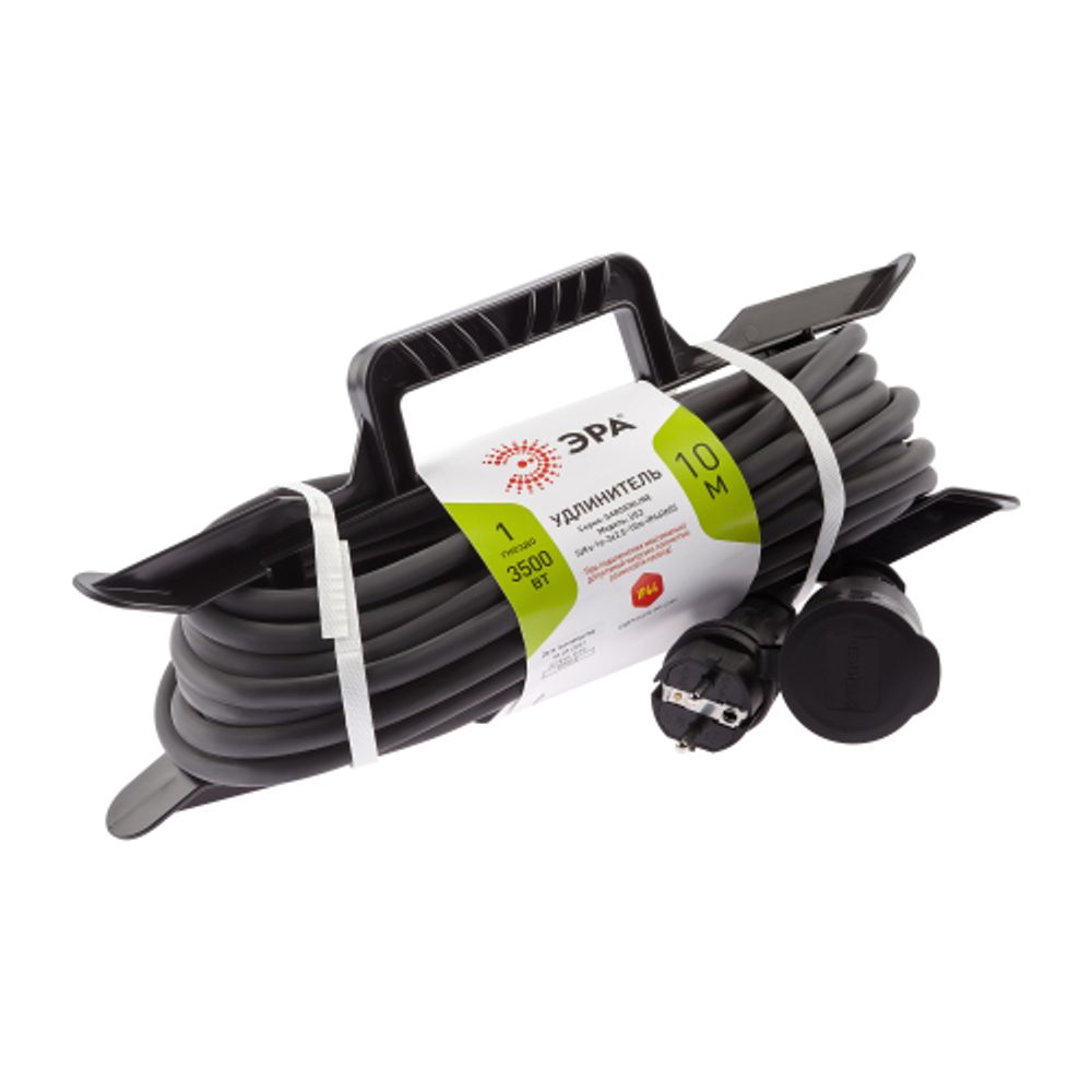 Удлинитель силовой ЭРА UFx-1e-3x2,5-10m-IP44(KG) на рамке с заземлением 1 розетка 10 м КГ 3х2,5мм2 | Силовые удлинители